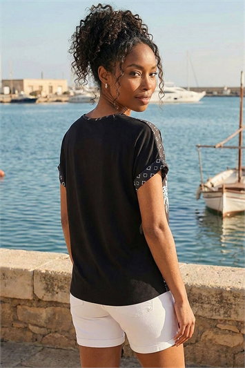 Palm Print Jersey Back Top 19431608