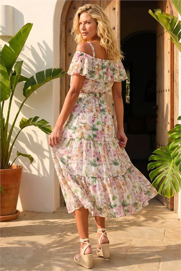 Floral Print Bardot Midi Dress 14741724