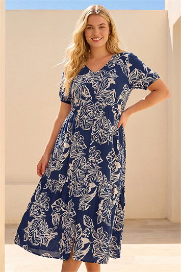 Curve Floral Midi Dress 14498060