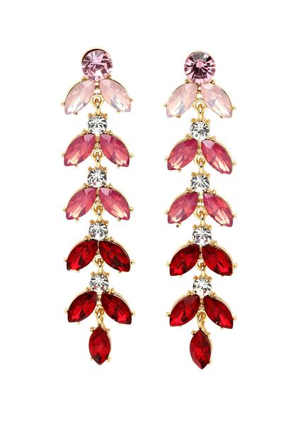Blue Crystal Leaf Drop Earrings