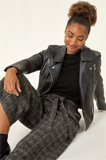 Grey Belted Check Culotte Trousers