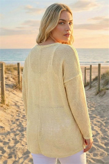 Curve Textured Knit V-Neck Tunic 19399924