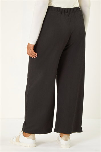 Curve Textured Elastic Waist Wide Leg Trouser 18072308