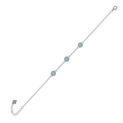 Metallic Blue Opal Jewelled Sterling Silver Bracelet