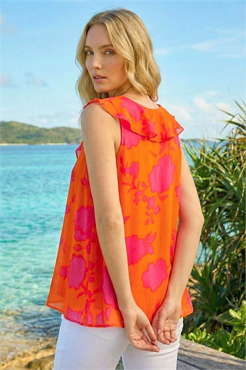 Tropical Print Ruffle Vest Top 20213764