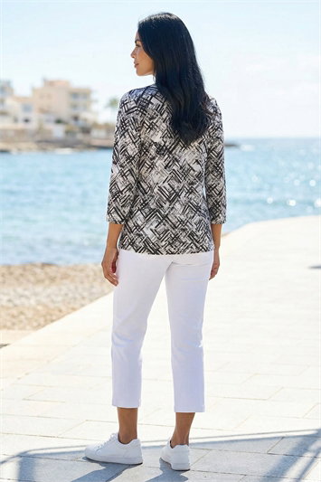 Geometric Print Pleat Front Top 19379238