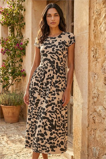 Abstract Print Stretch Midi Dress 14879988