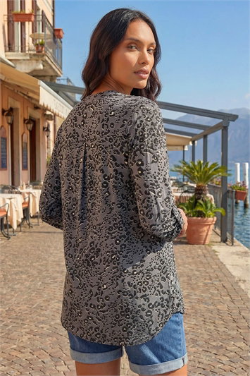Animal Print Stretch Blouse 19341036