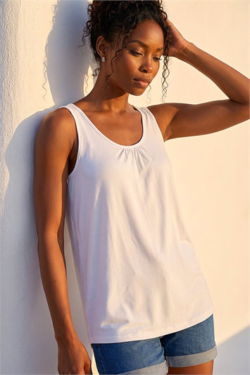 White Stretch Jersey Vest Top