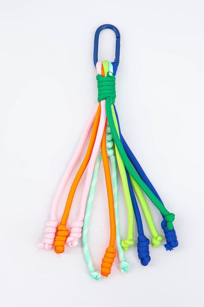 Blue Laces Clip On Bag Charm In Blue/Green