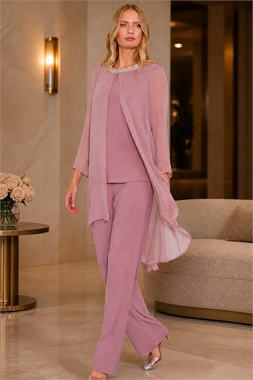 Pink Julianna Jersey Stretch Wide Leg Trouser