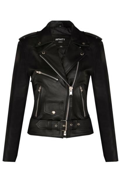 Purple Womens Leather Biker Jacket - Mansfield