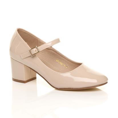 Black Mid Block Heel Mary Jane Court Shoes