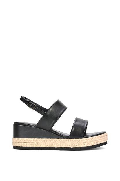 Black 'Ally' Low Heel Platform Wedge Espadrill Slingback Sandals