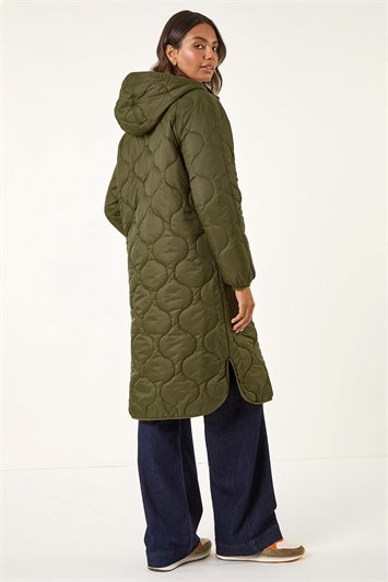 Fleece Lined Quilted Hooded Coat 12039940