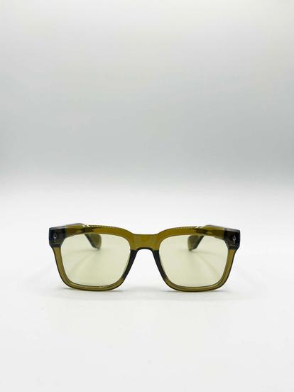 Green Square Sunglasses In Green