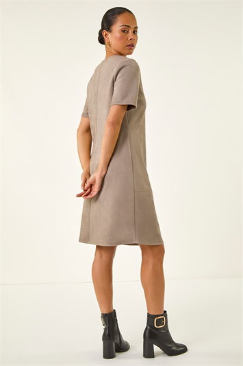 Petite Faux Suede Stretch Shift Dress 14733190