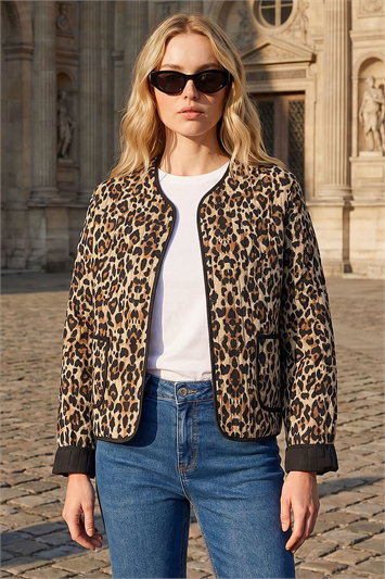 Cream Animal Print Reversible Jacket