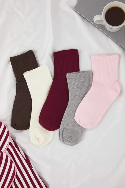 Multi 5 Pack Cotton Knit Crew Socks