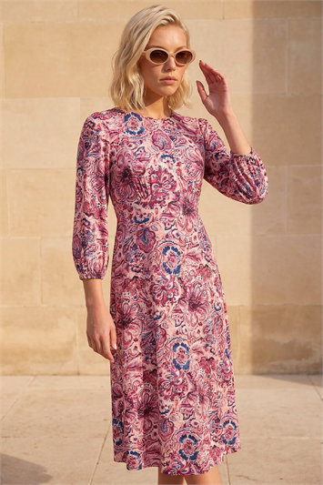 Petite Abstract Print Midi Dress 14959172