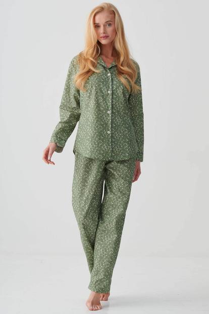 Green "Shrub Sage" Flower Crisp Cotton Pyjama Set
