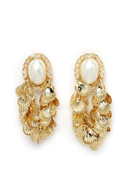 Metallic Silver-Coloured Beaded Earrings