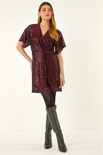 Sequin Twist Front Stretch Dress 14789551