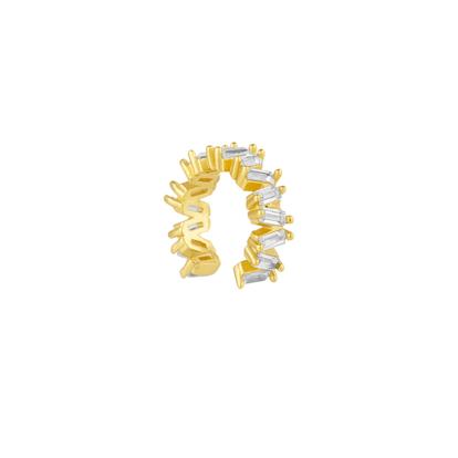 Metallic Irregular Baugette Ear Cuff No Piercing Sterling Silver - Single