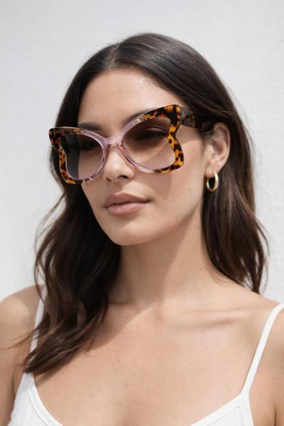 Green Oversized Butterfly Sunglasses In Pink Brown Leopard