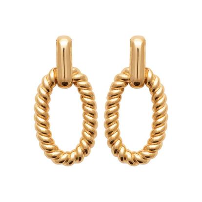 Metallic 18Ct Gold Vermeil Textured Paperclip Earrings