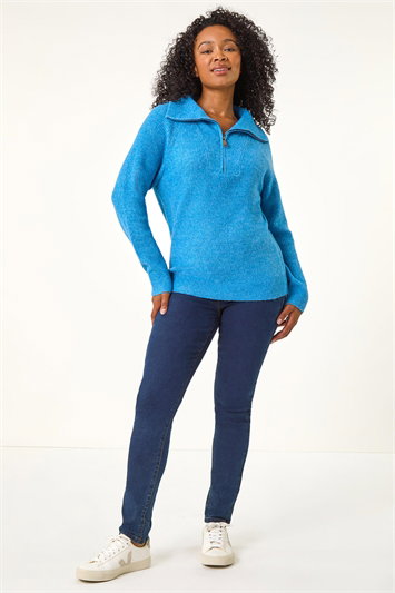 Petite Zip Detail Collared Jumper 16116209