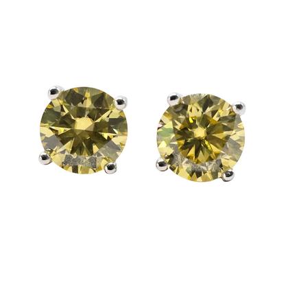 Green Citrine Moissanite Crystal Sterling Silver Earrings