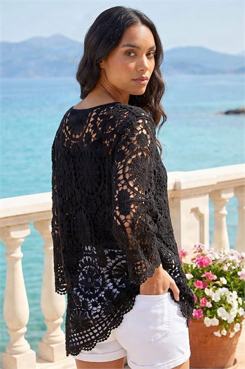 Crochet Tie Front Knit Tunic 16357708