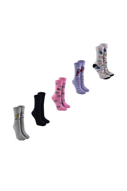Multi Ladies 5 Pairs Of Funny Novelty Friends Socks | Gifts For Friendship Day