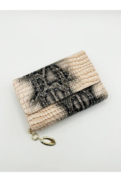 Cream Faux Crocodile Pattern Folded Purse