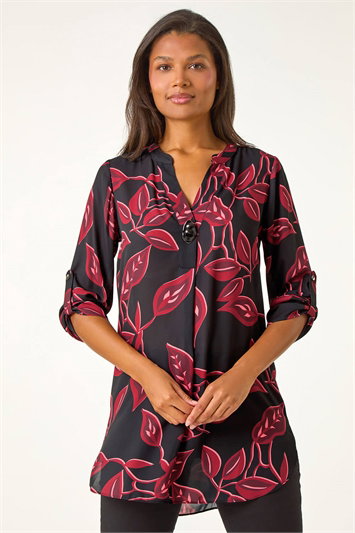Leaf Print Button Detail Top 20183478