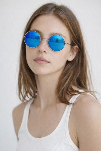Metallic Round Metal Sunglasses In Shiny Silver
