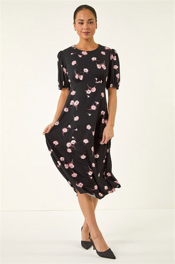Petite Floral Stretch Midi Dress 14847608