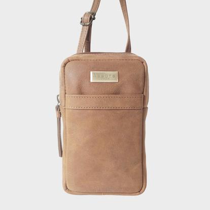 Pink 'Leo' Real Leather Crossbody Mobile Phone Bag