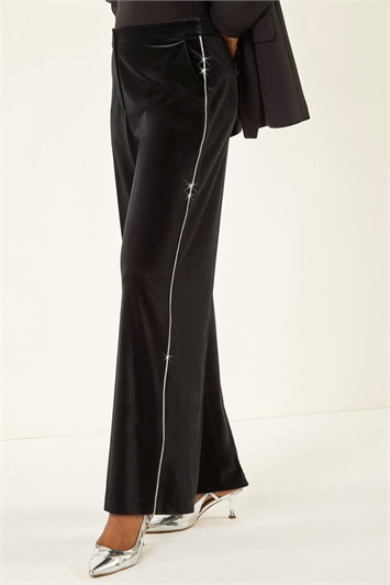 Black Velvet Diamante Side Trim Trouser