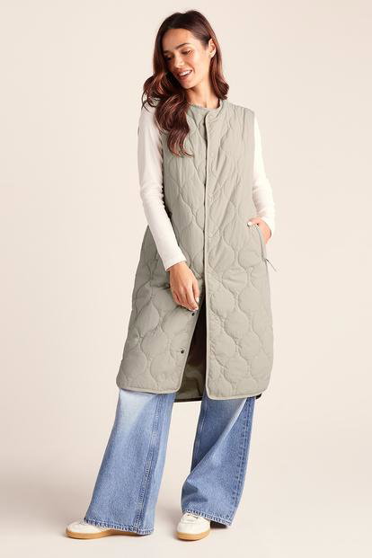 Cream Jena Relaxed Fit Long Insulated Gilet