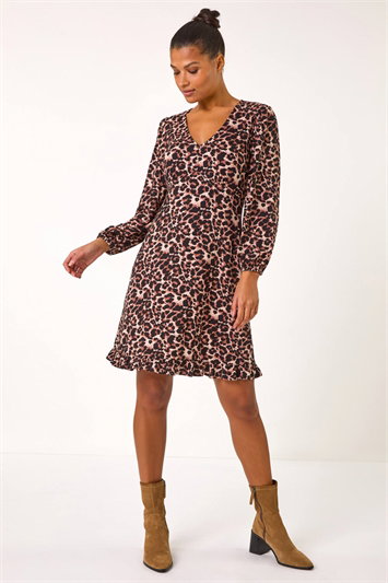 Animal Print V-Neck Short Dress 14634789