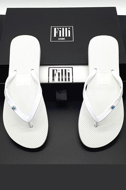 White Aurora Luxury Crystal Flip Flops