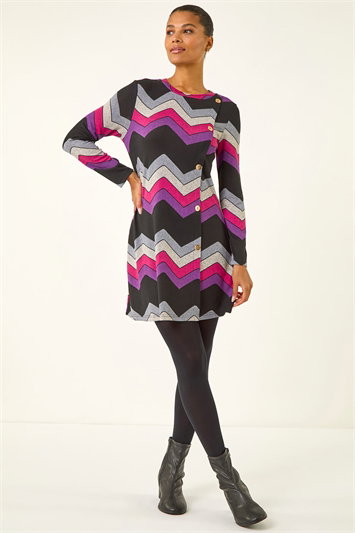 Zig Zag Side Button Dress 14813276