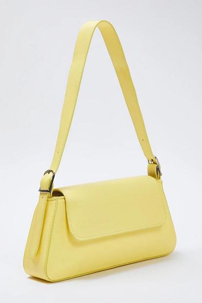 Pink Flap Over Baguette Shoulder Bag