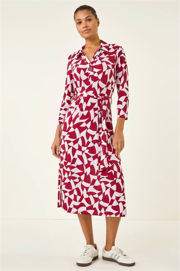 Abstract Geometric Shirt Dress 14827678