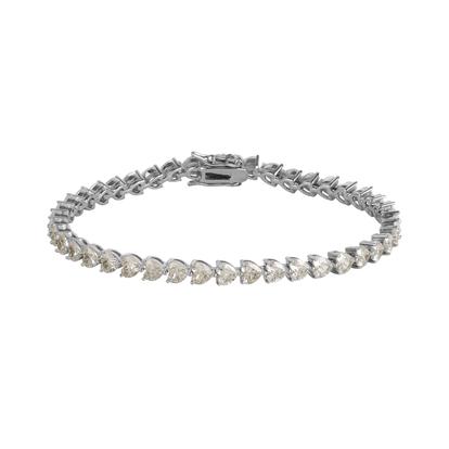 Metallic Heart Tennis Bracelet Sterling Silver