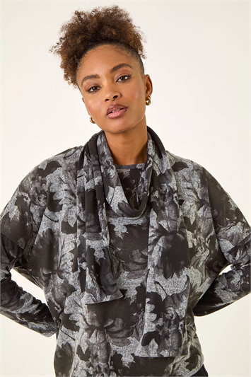 Printed Scarf Tunic Stretch Top 19469336