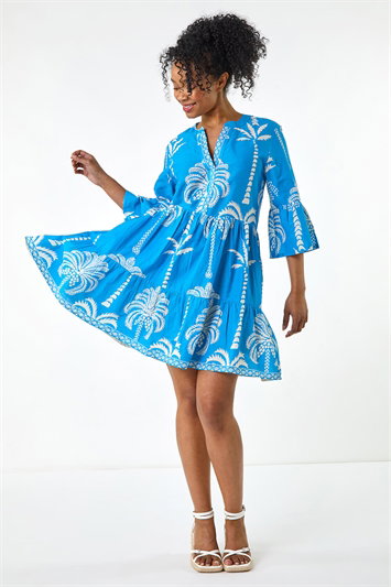 Petite Tropical Tiered Dress 14690809