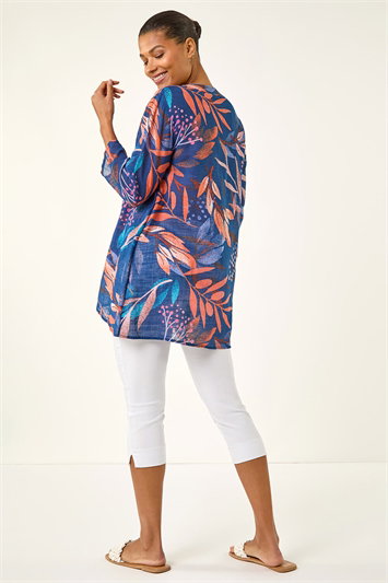 Leaf Print Wrap Front Tunic Top 20245660